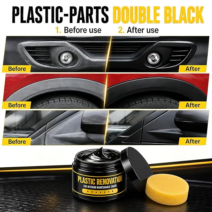 2Pcs Tire Nourish Wax Cream, Premium Tire Coating Paste, Bring Back the Original Deep Black Shine to Rubber, Trim and Plastic, Long-Lasting Tire Dressing for Car Trucks Motorcycles Tires