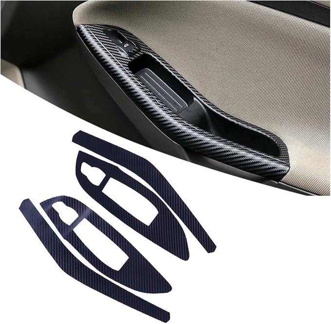 Qizm 1Set Carbon Fiber Grain Interior Gear Panel Window Control Switch Sticker Kit Fit for Ford Focus 2012-2014 LHD
