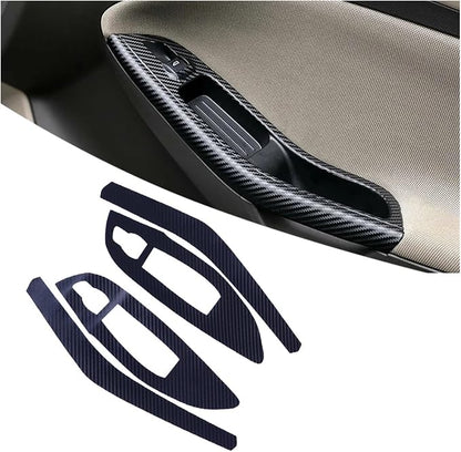 Qizm 1Set Carbon Fiber Grain Interior Gear Panel Window Control Switch Sticker Kit Fit for Ford Focus 2012-2014 LHD