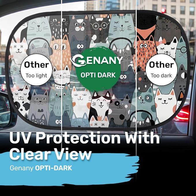 GENANY 2pcs Cat Window Sun Shade for Sedan SUV Truck (21x14 Inches), Sun Shades for Side Window, Accessories for Kids, Baby Window Shades, Summer Car Decor