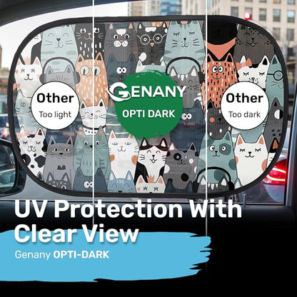 GENANY 2pcs Cat Window Sun Shade for Sedan SUV Truck (21x14 Inches), Sun Shades for Side Window, Accessories for Kids, Baby Window Shades, Summer Car Decor