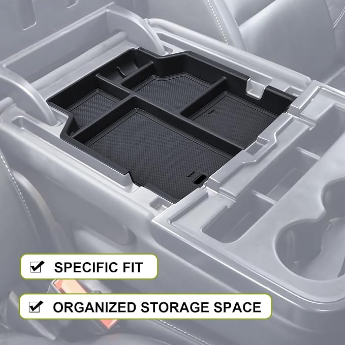 HGWEI Center Console Organizer Compatible with 2014-2018 Chevy Silverado/GMC Sierra 1500 & 2015-2019 2500HD/3500HD Interior Accessories, Middle Armrest Storage Box Insert Tray (Fit Jump Seat ONLY)