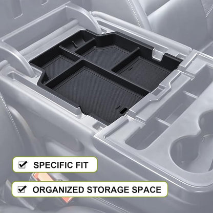 HGWEI Center Console Organizer Compatible with 2014-2018 Chevy Silverado/GMC Sierra 1500 & 2015-2019 2500HD/3500HD Interior Accessories, Middle Armrest Storage Box Insert Tray (Fit Jump Seat ONLY)