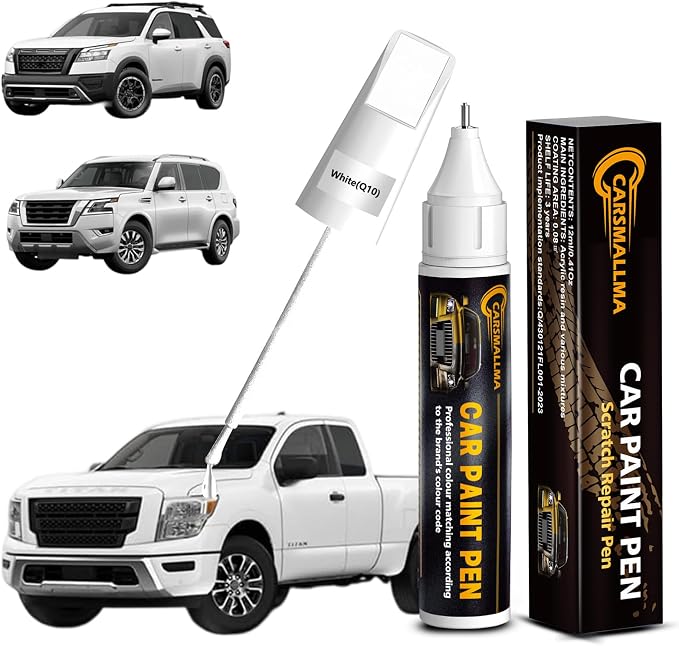 Q10 White Car Touch Up Paint for Nissan, Color Accurate Car Paint Scratch Repair Pen Kit Quick & Easy Fix Vehicle Chips and Automotive Nicks Scuff
