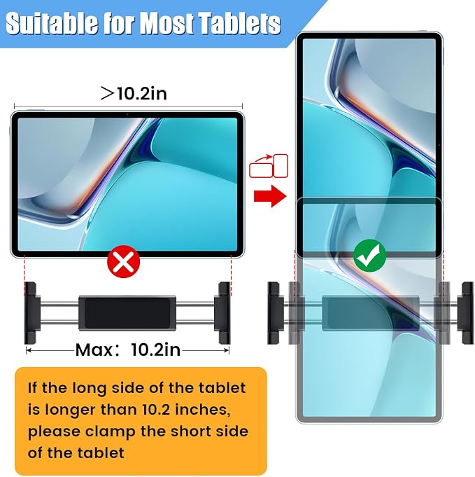 najiaxiaowu Tablet Holder for Car,ipad Headrest Mount for 5.5-18.4 Inch ipad/Phones Car Tablet Holder with 360°Rotating Adjustable Trip Essentials,Black