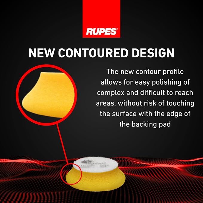 RUPES 9.DA70M/4 Pack of 4 Yellow D-A Fine Finishing Foam Pads 70mm | Ideal for Paint Correction & Gloss Enhancement | Moderate to Fine Defect Removal | Compatible with 2" Backing Plate