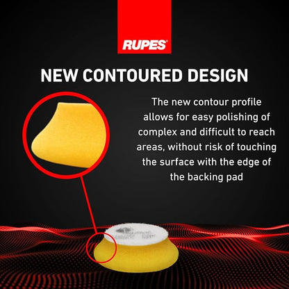 RUPES 9.DA70M/4 Pack of 4 Yellow D-A Fine Finishing Foam Pads 70mm | Ideal for Paint Correction & Gloss Enhancement | Moderate to Fine Defect Removal | Compatible with 2" Backing Plate