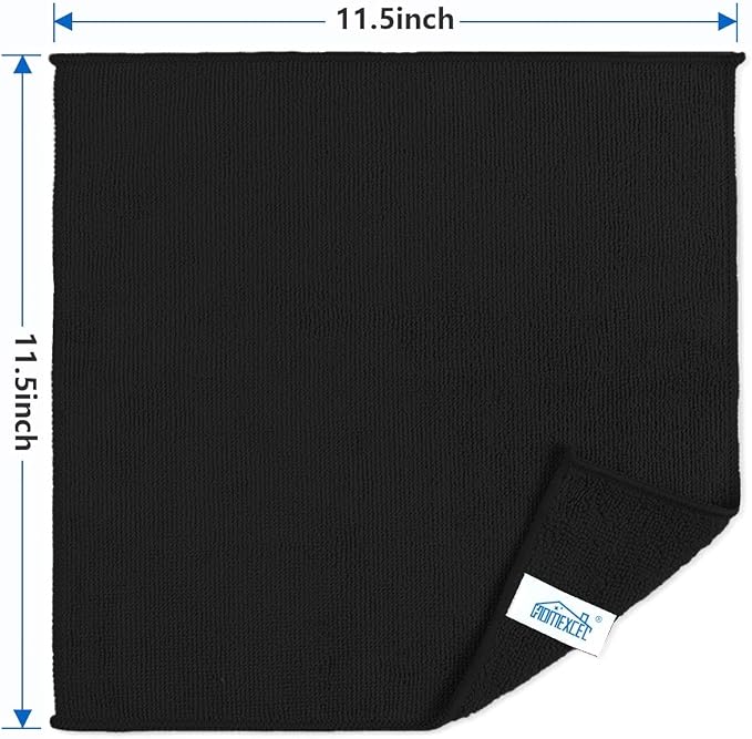 HOMEXCEL Black Microfiber Cleaning Cloth 600 Pack, Microfiber Towel for Cars, Lint Free, Scratch-Free, Highly Absorbent, and Cleaning Rags for House, Window and Glass, Cars, TV Screen 11.5 X11.5 inch