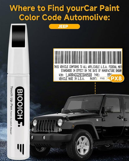 Touch Up Paint Pen Exact Color Match Car Chip and Scratch Repair (for Jeep, Black Crystal(PX8/DX8))