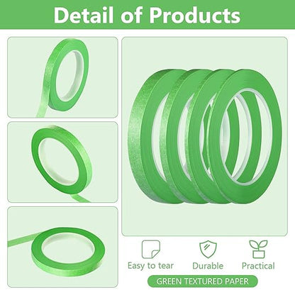 Epakh 4 Pack Painters Tape, Pinstripe Masking Tapes in 1/16, 1/8, 1/4 and 1/2 Inch Wide Suitable for Multi-Surface Automotive DIY Painting Labeling Arts Crafts Car Spray General Purpose(Green,52 yd)