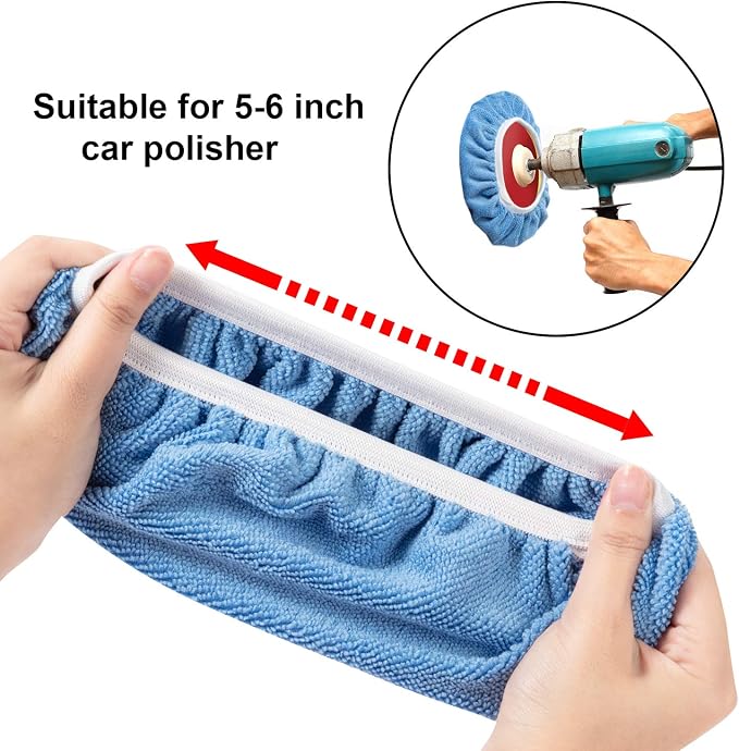 20 Pieces Car Orbital Buffer Polisher Pad Bonnet Microfiber Max Bonnet Polishing Buffing Pad Cover(5-6 Inches)