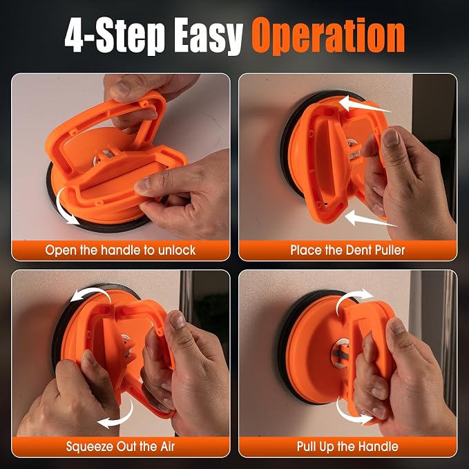 Car Dent Puller,Suction Cup Dent Puller,Dent Remover Tool for Car | 3-Pack Paintless Car Dent Remover Kit for Auto Body & Hail Damage,Glass/Tiles Lifting & Heavy Object Moving (Orange+Black)