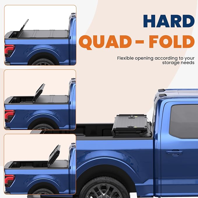 KUIPERAUTO 5.5FT Hard Quad Fold Truck Bed Tonneau Cover Compatible for Ford F150 2015-2025 2026 F-150 Aluminum Bed Styleside (Not for Flareside) 67Inch Bed