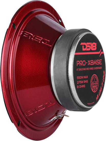 DS18 PRO-X8MSE Loudspeaker - 8", Midrange, Sealed Basket, 550W Max, 275W RMS, 8 Ohms - Premium Quality Audio Door Speakers for Car or Truck Stereo Sound System (1 Speaker)