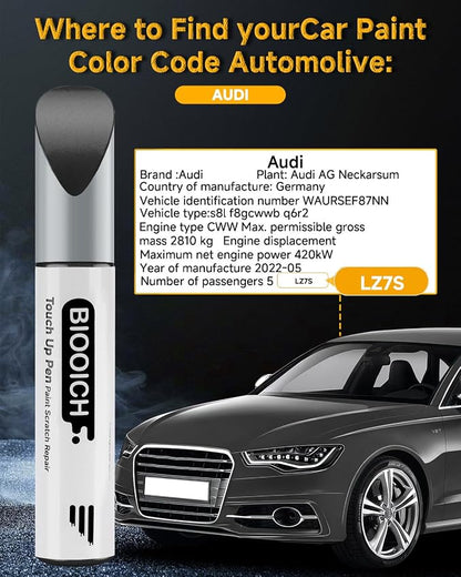 Touch Up Paint Pen Exact Color Match Car Chip and Scratch Repair (for Audi, Daytona Gray Pearl(LZ7S/6Y))