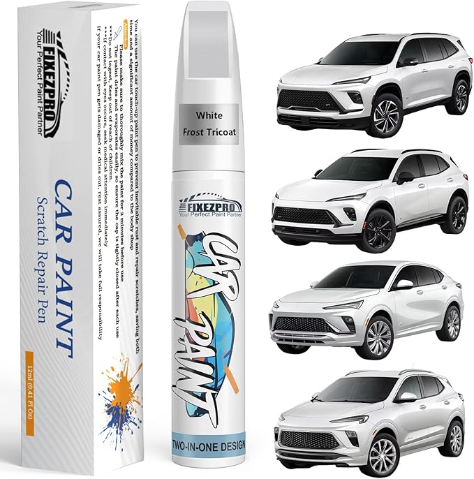 White Frost Tricoat(G1W/WA140X) Touch Up Paint for Buick, Exact Color Match Car Paint Scratch Repair Remover Pen Kit Fix Vehicle Chips and Automotive Nicks Scuff