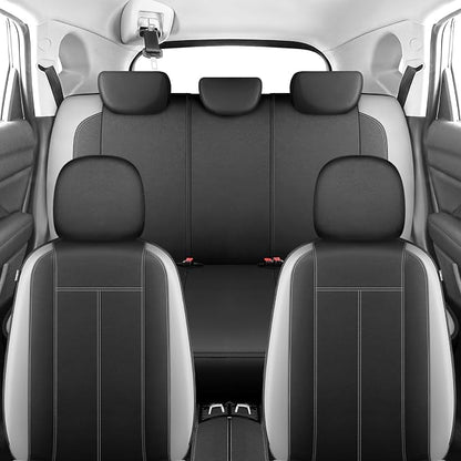 HChengkikz Car Seat Covers Full Set, Waterproof Neoprene Car seat Covers, Airbag Compatibable, All Season Protection Universal for Most Cars, Trucks, SUVs (Black + LightGray)