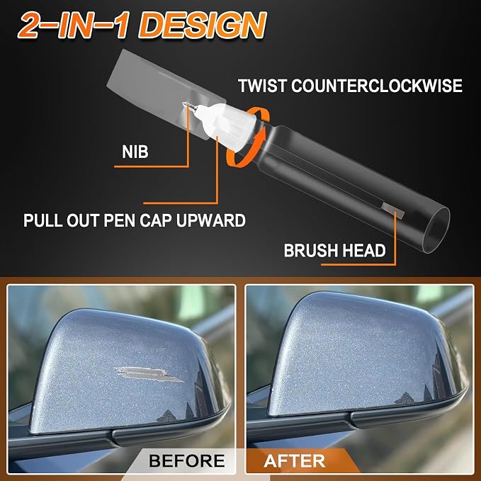 (Stealth Grey PN01) Car Touch up Paint Compatible with Tesla Model Y/3/X/S, Premium Car Scratch Remover for Deep Scratches, Car Paint Pen Scratch Repair Two-In-One Touch Up Paint