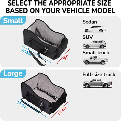 Center Console Dog Car Seat,Pet Puppy Middle Console Dog Car Seat for Small Dogs (Black, Small)