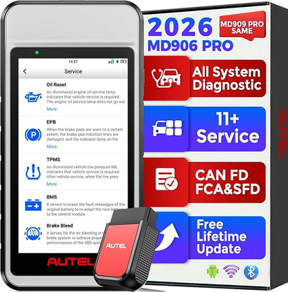 Autel MaxiDIAG MD906 PRO OBD2 Scanner, 2026 MD906PRO All System Diagnostic Scan Tool, Code Reader, 11 Reset Services, Oil/Brake/BMS/SAS/Injector, Free Lifetime Upgrade, Same MD909 PRO Lite of MK808S