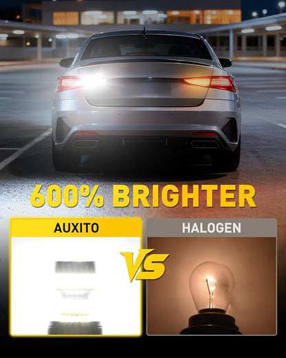 AUXITO 3157 LED Bulb White, Super Bright 4157 3156 LED Reverse Light Bulbs 3056 3057 3047 4057 3457 4114 LED Bulb for Exterior Backup Tail Brake DRL Signal Parking Lights, Pack of 2