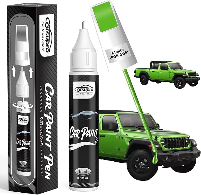 Mojito(PGE/GGE) for Jeep Touch Up Paint Pen, 2 in 1 Car Scratch Remover with Pen Tip and Brush, Precise Color Match for Car Paint Scratch Repair, Quickly and Easily Fix Chips and Nicks