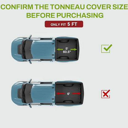 AUTOSAVER88 Soft Roll-Up Tonneau Truck Bed Cover Fits for Toyota Tacoma 2024 2025 2026 5ft Bed (Excl. Trail Edition)