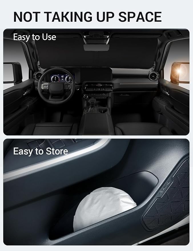 Proadsy Windshield Sun Shade for 2024 2025 2026 Toyota Land Cruiser SUV Foldable Front Custom Fit Sunshade Protector Blocks UV Rays Keep Car Cooler