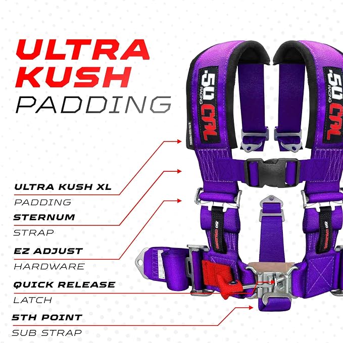 1 pc Purple 5 Point Harness for Bucket Seat, Latch Release, 9 Color Options, Racing Harness 5 point, Race Car, UTV, RZR [6008P3]