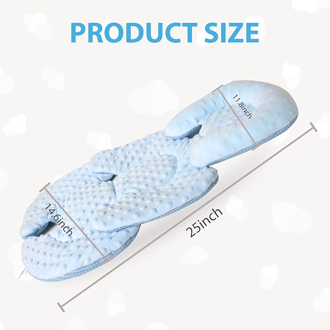 Infant Carseat Insert, 2-in-1 Reversible Baby Car Seat Cushion for Newborn Toddler Head & Body Support Car Seat Pad for Carseats, Strollers, Swings, Bouncers