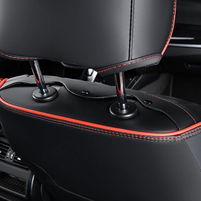 FLORICH Leather Seat Covers Full Set Car Seat Protectors 5 Seats Automotive Seat Covers Universal Fit for Most Cars Trucks SUV-Black&Red Line