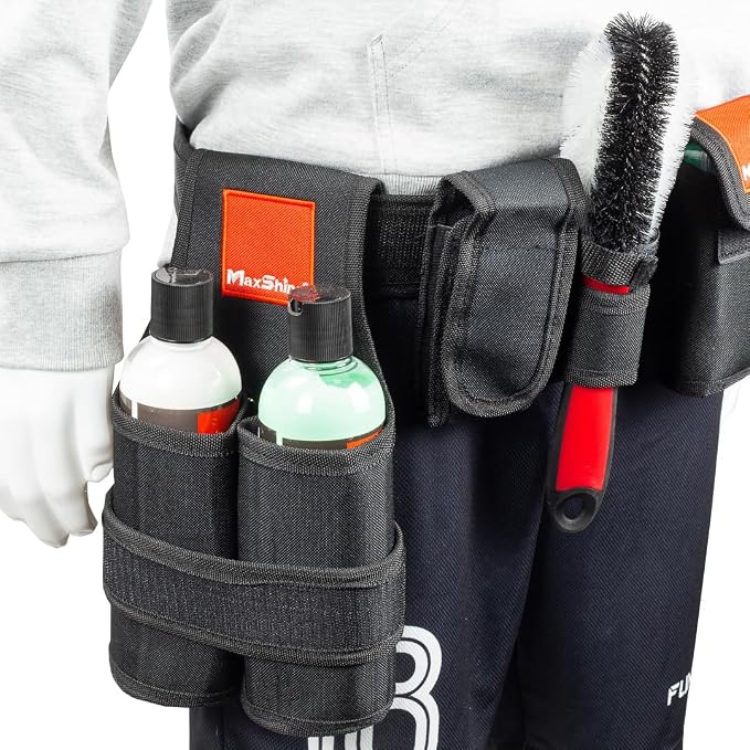 Maxshine Universal Professional Detailing Tool Belt | Durable 600D Oxford with Adjustable Strap & Quick-Release Buckle | 5 Storage Pockets for Hands-Free Car Detailing, Polishing & Auto Care