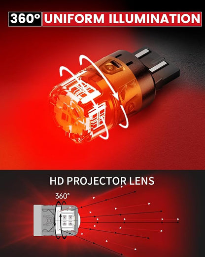 LASFIT 7443 LED Brake Tail Light Bulb, Super Bright 7444NA 7443R 7444 7440 7440A for Stop Parking Lights, W21W WY21W 992, Not for Trucks, Red (2pcs)