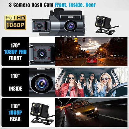 Docooler Dash Cam Front and Rear, 1080P HD Full Dashcams for Cars with DVR, WiFi & App Control, Night Vision, G-Sensor, Infrared, Parking Mode, 24H Loop Recording, 170° Ultra-Wide Angle - Black