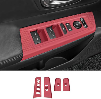Temmis 4PCS Car Door Window Switch Panel Cover for Honda CRV 2023-2026 (Gasoline & Hybrid), Auto Interior Decor Accessories Armrest Trim Silicone Style Kit-Red