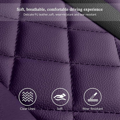 otoez Car Seat Covers Full Set, Universal Leather Seat Cover 5 Seat Waterproof & Breathable Automotive Seat Protector Full Coverage for Cars Sedens, Trucks, SUVs, Vans (Dark Purple)