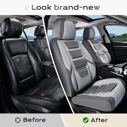 Coverado Car Seat Covers Full Set, Seat Covers for Cars, Front Seat Covers and Back Seat Cover Waterproof Leather Automotive Seat Cover, Universal Car Interior Protectors Cushion for Most Cars