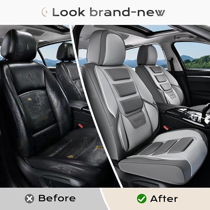 Coverado Car Seat Covers, Front Covers for Cars, Car Seat Cover Front Seats, Car Seat Protector Waterproof, Leather Car Seat Cushion, Universal Interior Covers Seat Protectors for Most Cars