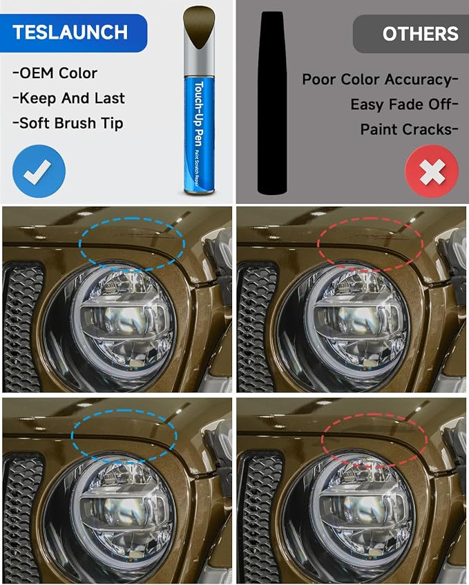 Touch Up Paint Compatible with Jeep Exact Match Touch Up Paint Car Scratch Repair (Sarge Green(PGG) Compatible with Most Models)