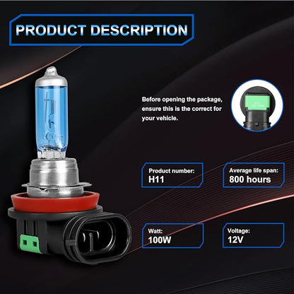 Fit for Chevy Trax 2013 2014 2015-2020 Light Bulb High Performance Halogen Headlight Bulbs,9005 High Beam + H11 Low Beam Headlamp Replacement Bulb Kit,Pack of 4