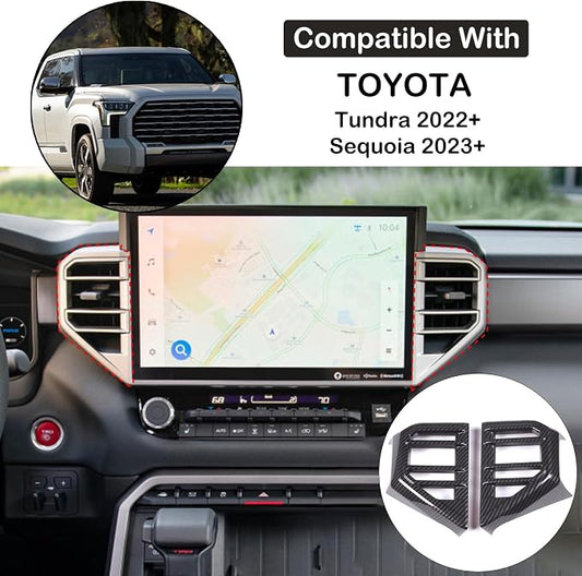 Car Center Console Air Conditioning Outlet Trim Cover Kit Compatible with Toyota Tundra/Sequoia 2022-2026, ABS Dashboard Side A/C Vent Panel Decorative Frame Protection Accessories, For 14-inch Screen