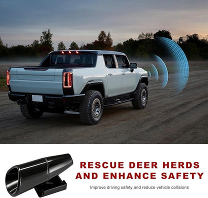 2 PCS Car Deer Whistles, Wind Activated Save Deer Whistle with Double-Sided Tape, Waterproof Car Warning Device Horn Sensor Helps Reduce Accidents and Alert Animals (Black)