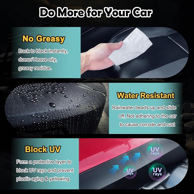 Car Trim & Plastic Restorer for Refreshing Faded Plastic, Leather, Vinyl & Rubber Trim with Polish, Black Plastic Restorer Automotive Shiny Stuff, Black Car Exterior & Interior Care-200ml