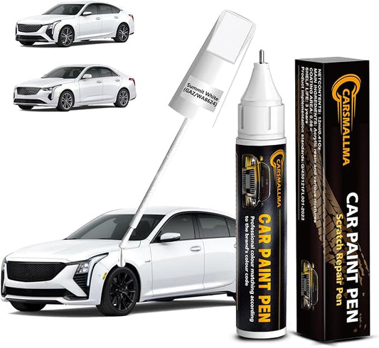 Summit White(GAZ/WA8624) Car Touch Up Paint for Cadillac, Color Accurate Car Paint Scratch Repair Pen Kit Quick & Easy Fix Vehicle Chips and Automotive Nicks Scuff