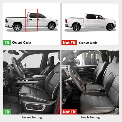 LASFIT Floor Mats for Ram 1500 Quad Cab 2025 2026 Bucket Seat(Not for Bench Seating), All Weather TPE Custom Fit Car Mats Floor Liners 1st & 2nd Row, Black