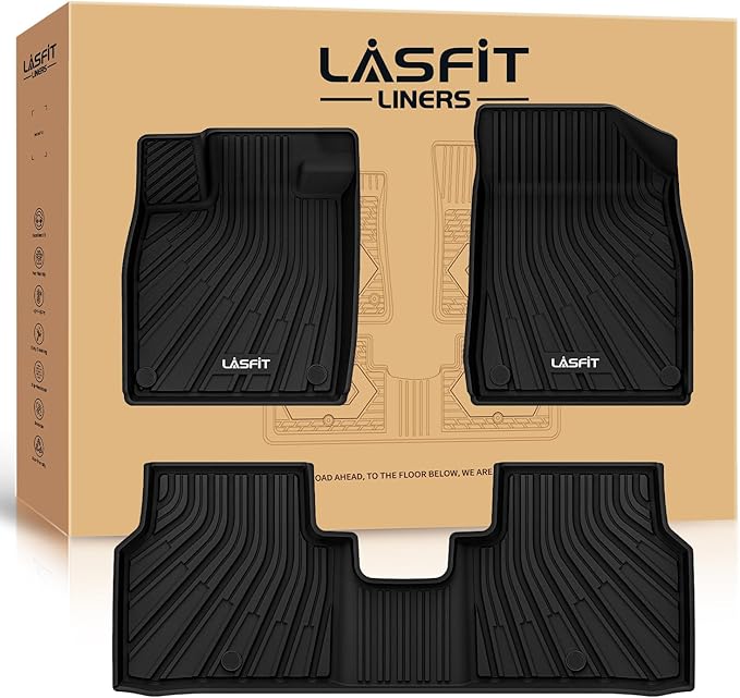 LASFIT Floor Mats Fit for Volkswagen ID.4 2021-2026, Custom Fit TPE All Weather Waterproof Floor Liners 1st & 2nd Row Car Mats, Black