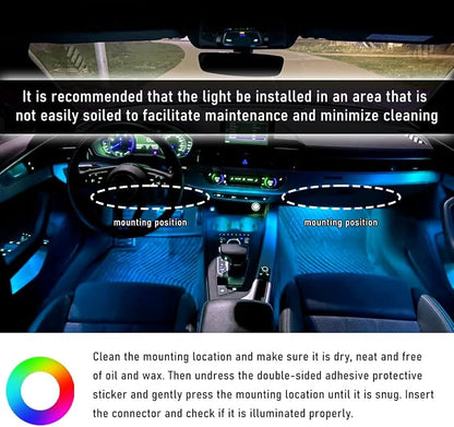 Wevdn Car Interior LED Strip Light, 12V 24 LED Neon Ambient Night Light with Cigarette Lighter Plug, Automotive Atmosphere Decorative Under Dash Lighting Kit, Car Accessories (Ice Blue)