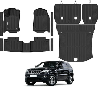 Floor Mats for 2013-2015 Jeep Grand Cherokee, Trunk Mat and Backrest Mat & Door Sill Guard All Weather TPE Protector for Jeep Grand Cherokee Accessories