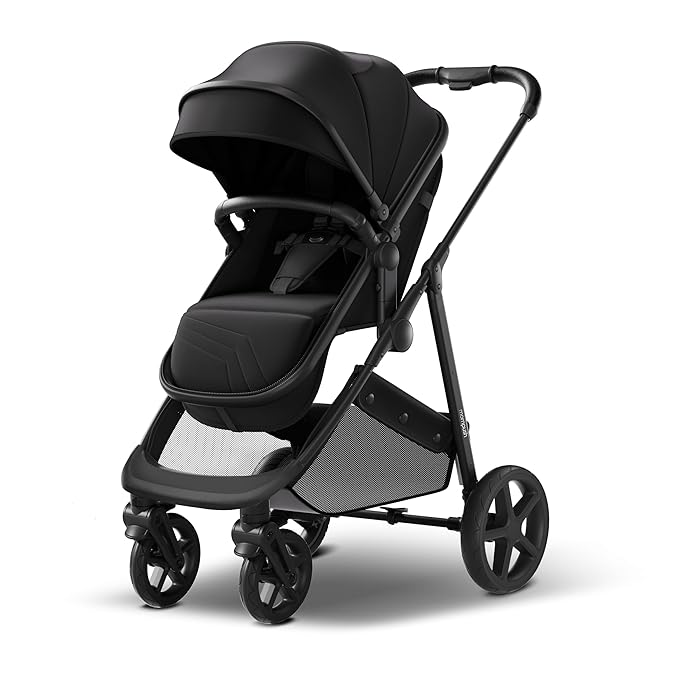 Mompush Wiz 2 in 1 Baby Stroller with Infant Pramette Mode, One Hand Fold Convertible Newborn to Toddler Stroller with Reversible Seat and Large UPF 50+ Canopy
