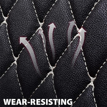Car Seat Covers Full Set, Super Luxurious Heavy Duty Waterproof Leather Automotive Vehicle Cover for Cars SUV Pick-up Truck, Universal Non-Slip black white Seat Car Accessories (Full Set/White)